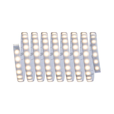 Flexibler LED-Lichtstreifen mit warmweißem Licht und selbstklebender Rückseite für vielseitige Beleuchtung.