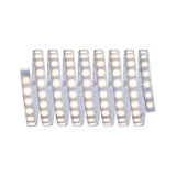 Flexible LED strip light with warm white glow and adhesive backing for versatile lighting solutions.
