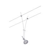 Spot câble en métal argenté avec lampe LED pour systèmes d'éclairage réglables