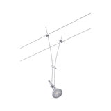 Spot câble en métal argenté avec lampe LED pour systèmes d'éclairage réglables