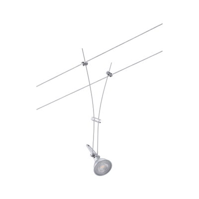 Spot câble en métal argenté avec lampe LED pour systèmes d'éclairage réglables