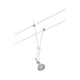 Spot câble en métal argenté avec lampe LED pour systèmes d'éclairage réglables