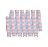 Bande LED flexible avec LEDs rouge chaud et support blanc pour éclairage décoratif.