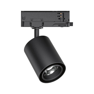 Black metal LED track spotlight, dimmable, modern accent lighting fixture for rail systems