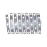 Flexible LED strip light with warm white LEDs on silver circuit board for versatile lighting use.