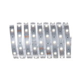 Flexible LED strip light with warm white LEDs on silver circuit board for versatile lighting use.