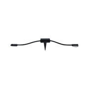 Black plastic connection cable with ground spike and connectors for outdoor lighting setup