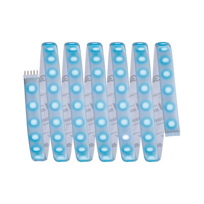 Flexible LED strip with blue lights and white backing for decorative lighting applications