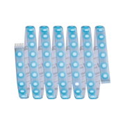 Flexible LED strip with blue lights and white backing for decorative lighting applications