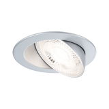 Spot encastré rond réglable en métal argenté avec verre transparent et lumière LED pour intérieur
