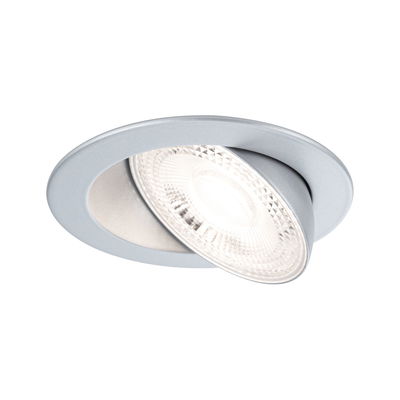Spot encastré rond réglable en métal argenté avec verre transparent et lumière LED pour intérieur
