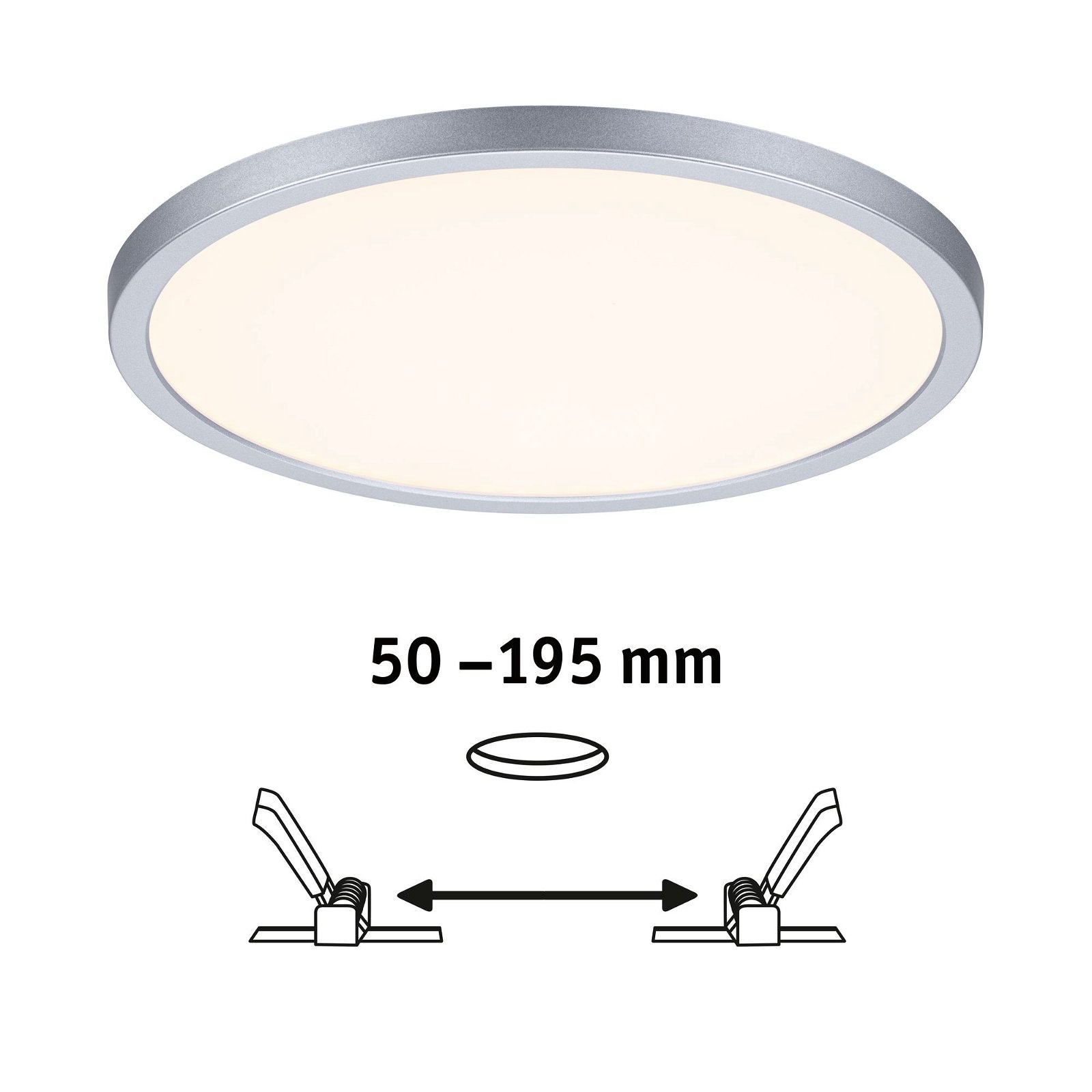 VariFit LED Recessed panel 3-Step-Dim Areo IP44 round 230mm 16W 1400lm 3000K Chrome dimmable