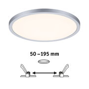Rundes LED-Deckenlicht mit silbernem Aluminiumrahmen und einstellbarer Einbauöffnung 50-195 mm