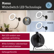Masua WhiteSwitch zwarte LED-wandlamp met instelbare witte lichtkleur van 2700K tot 6500K