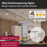 URail Zigbee Kabeleinspeisung in Silber für smarte Lichtsteuerung mit Alexa und Google Assistant Integration