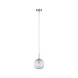 Pendant lamp with transparent ribbed glass and chrome metal for modern interior lighting