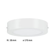Plafonnier LED blanc plat en métal de 170 mm de diamètre et 38 mm de hauteur pour éclairage intérieur