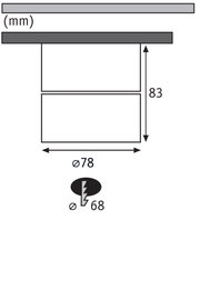 Technische tekening met afmetingen 83 mm hoogte en 78 mm diameter voor verlichtingsproduct