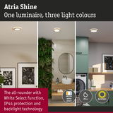 Atria Shine ceiling light with three light colours, IP44 protection and White Select function for versatile lighting
