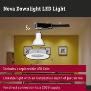 LED Downlight 3-Step-Dim Nova Basic Set Swivelling round 84mm 50° GU10 3x6,5W 3x460lm 230V dimmable 2700K Matt white