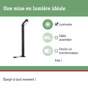 Lampadaire LED noir moderne avec câble pour éclairage de jardin