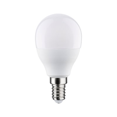 Weiße LED-Lampe mit E14-Fassung aus Kunststoff und Metall für energiesparende Beleuchtung