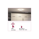 White ceiling light with sensor above kitchen cabinets, motion detector 120° angle and 3-6 m range
