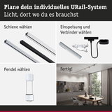 Anleitung zur Planung eines URail-Systems mit Schienen, Verbindern, Pendelleuchte und Beispielküche mit Beleuchtung