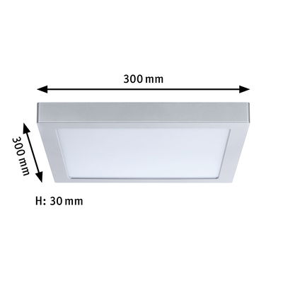 Plafonnier LED carré en aluminium argenté, 300 mm de côté et 30 mm de hauteur, éclairage moderne