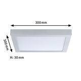 Vierkante LED-plafondlamp van zilverkleurig aluminium, 300 mm zijde en 30 mm hoogte, moderne verlichting