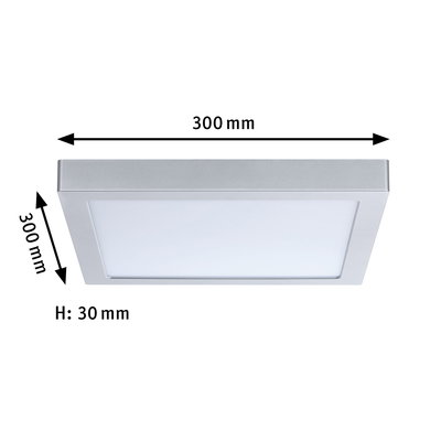 Vierkante LED-plafondlamp van zilverkleurig aluminium, 300 mm zijde en 30 mm hoogte, moderne verlichting
