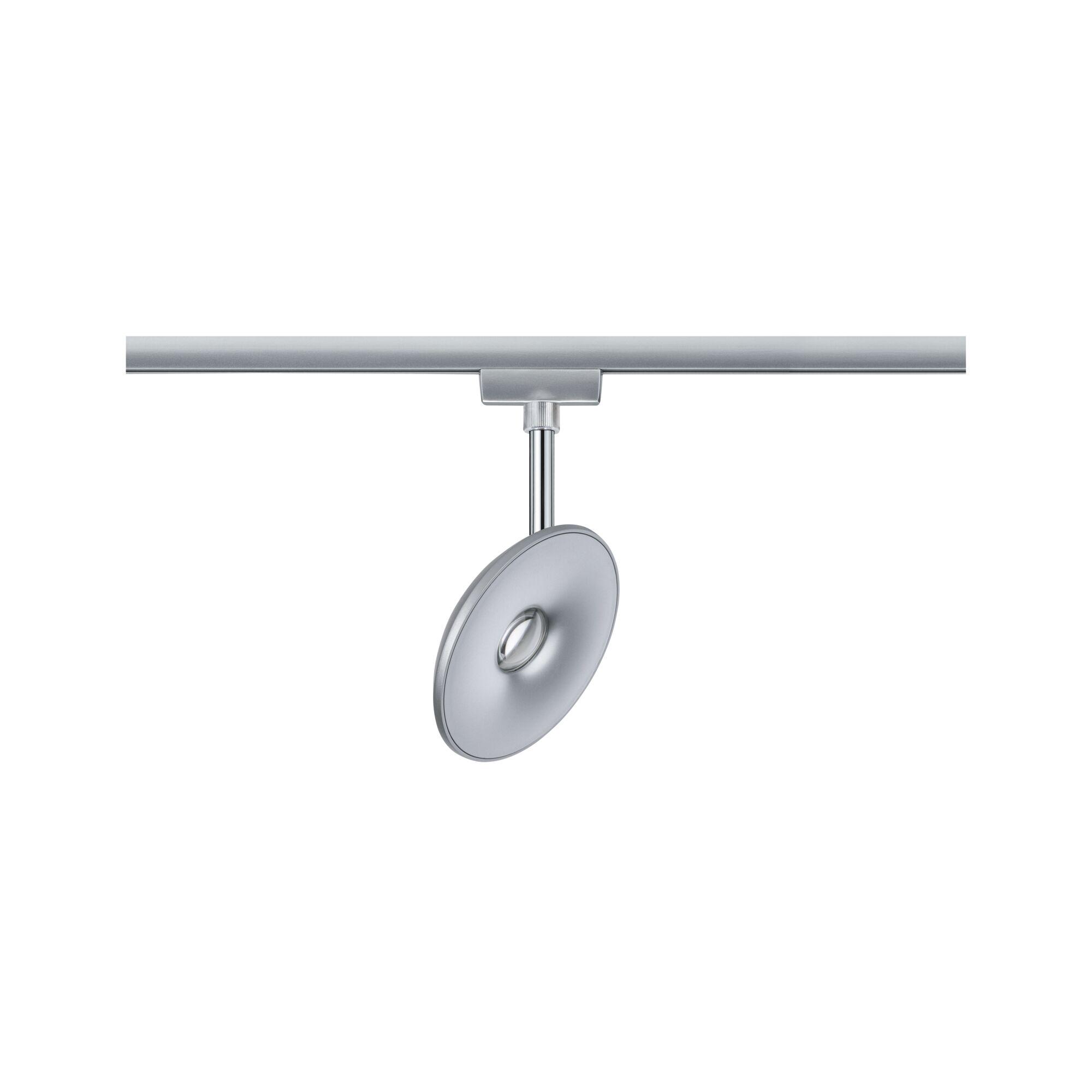Modern silver metal LED ceiling spotlight with round head and track lighting system