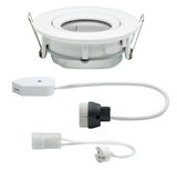 Witte metalen inbouwspot met kabel en fitting voor LED-spotverlichting binnenshuis