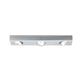 Dreiflammige LED-Deckenleuchte aus silbernem Aluminium mit schwenkbaren Spots für Wohnräume