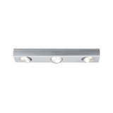 Dreiflammige LED-Deckenleuchte aus silbernem Aluminium mit schwenkbaren Spots für Wohnräume