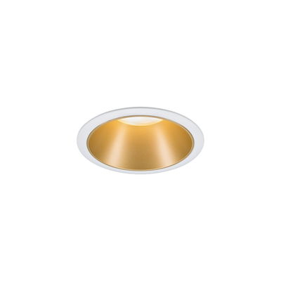 Spot LED encastré rond avec cadre blanc et réflecteur doré pour éclairage d'intérieur