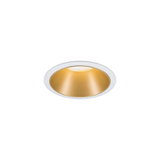 Rundes Einbau-LED-Downlight mit weißem Rahmen und goldfarbenem Reflektor für Wohnraumbeleuchtung