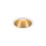 Rundes Einbau-LED-Downlight mit weißem Rahmen und goldfarbenem Reflektor für Wohnraumbeleuchtung