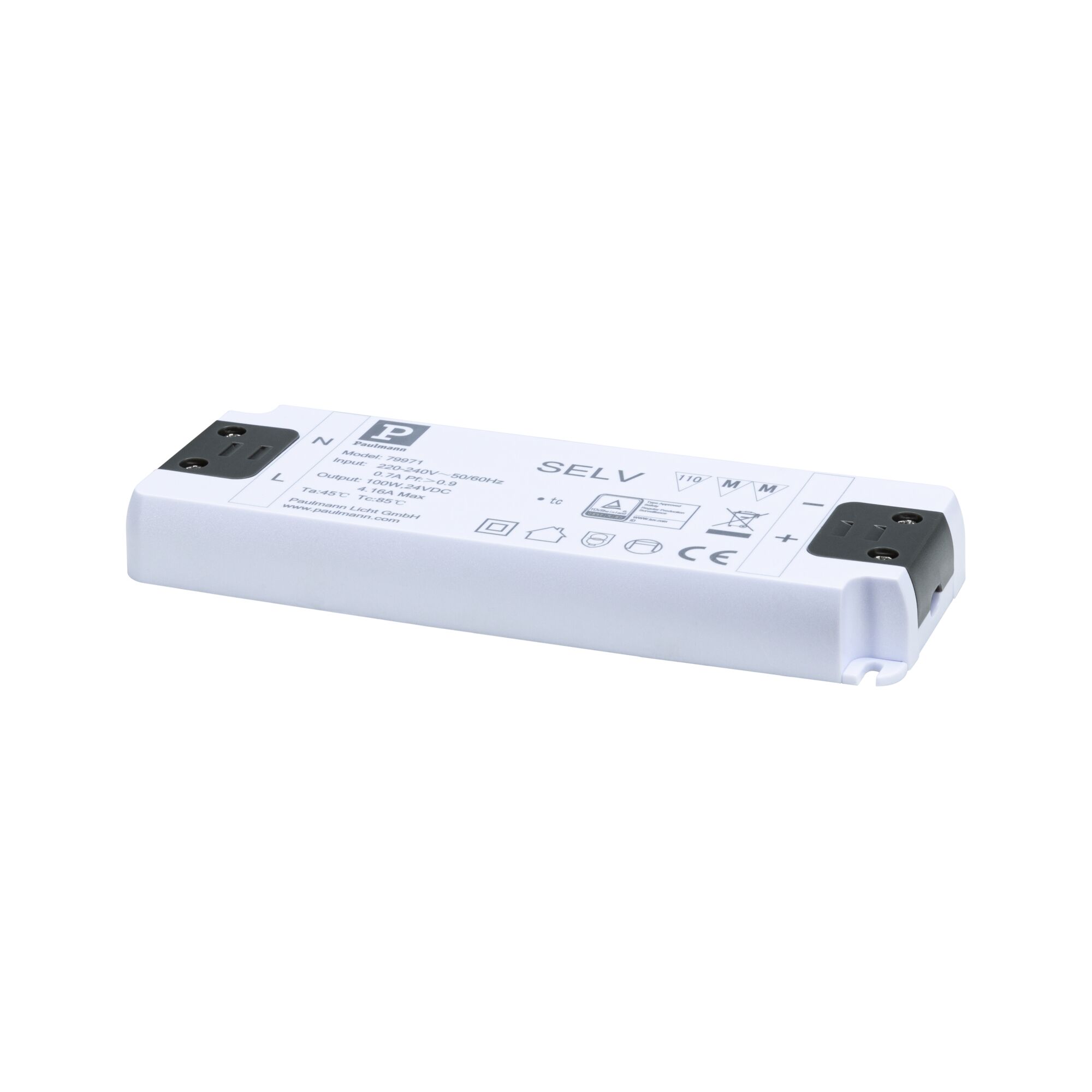 Pro Strip Alimentation Accessoires 230/24V 100VA Blanc Boîtier blanc en plastique pour pilote LED avec bornes pour alimentation LED 100W