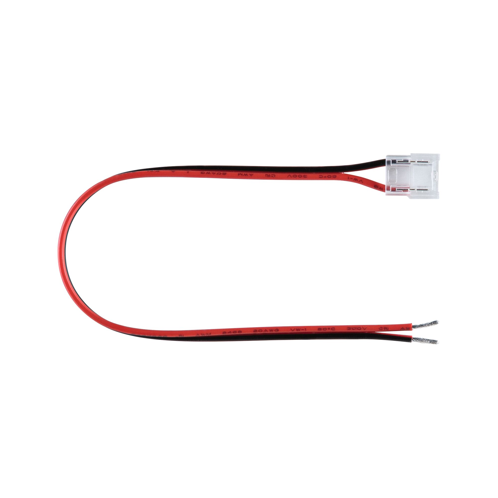 Pro Strip Connecteur Single Color 0,21m max. 96W Noir/Rouge Câble électrique avec fil rouge et noir et connecteur transparent pour éclairage LED