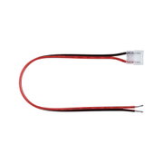 Electrical connection cable with red and black wire and clear connector for LED lighting systems