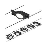 Black square LED cable spotlights with white light, modern indoor lighting system for rooms