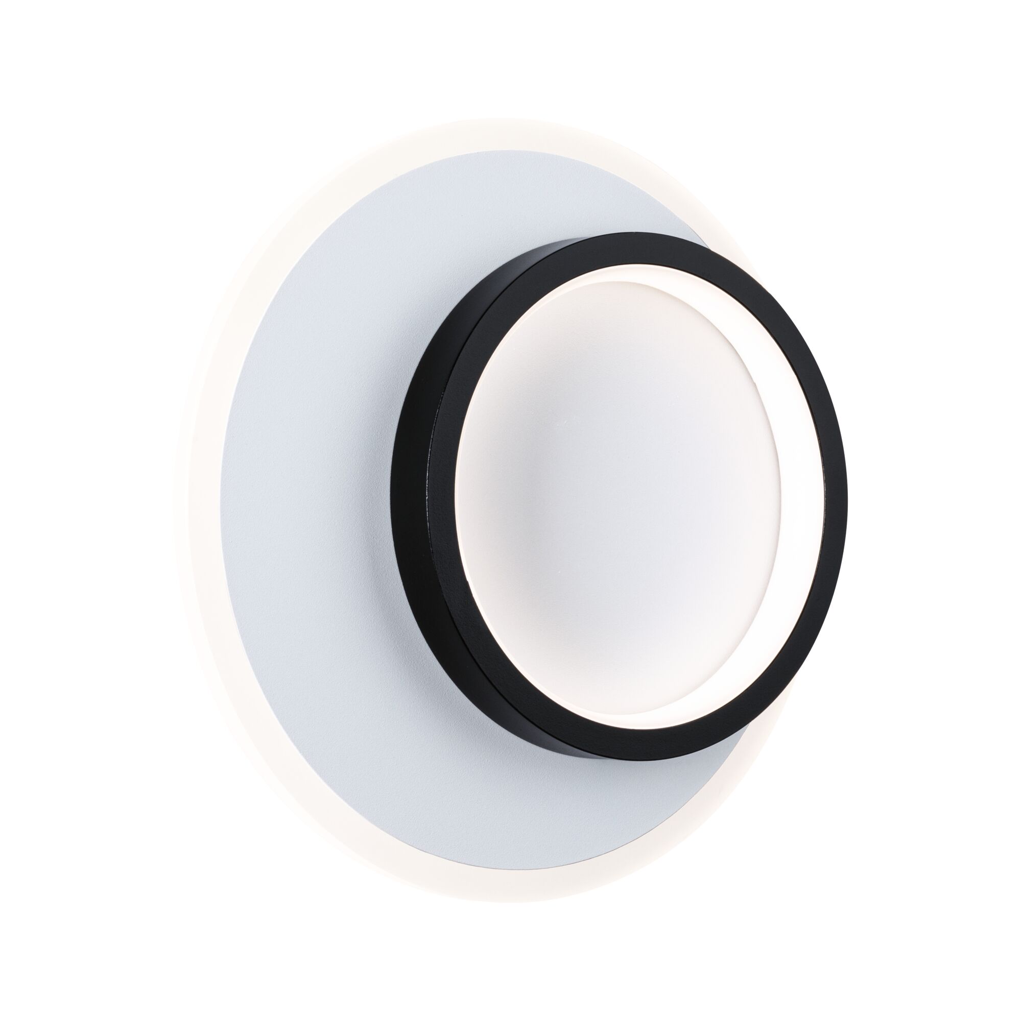Moderne LED-Wandleuchte mit schwarzem Aluminiumring und weißem Licht für stilvolle Raumbeleuchtung