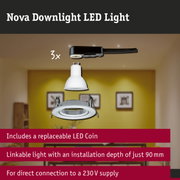 LED Downlight 3-Step-Dim Nova Basic Set Swivelling round 84mm 50° GU10 3x6,5W 3x460lm 230V dimmable 2700K Turned aluminium