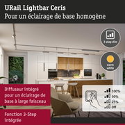 Plafonnier blanc moderne URail Lightbar Ceris avec lumière blanc chaud et fonction de gradation 3 étapes