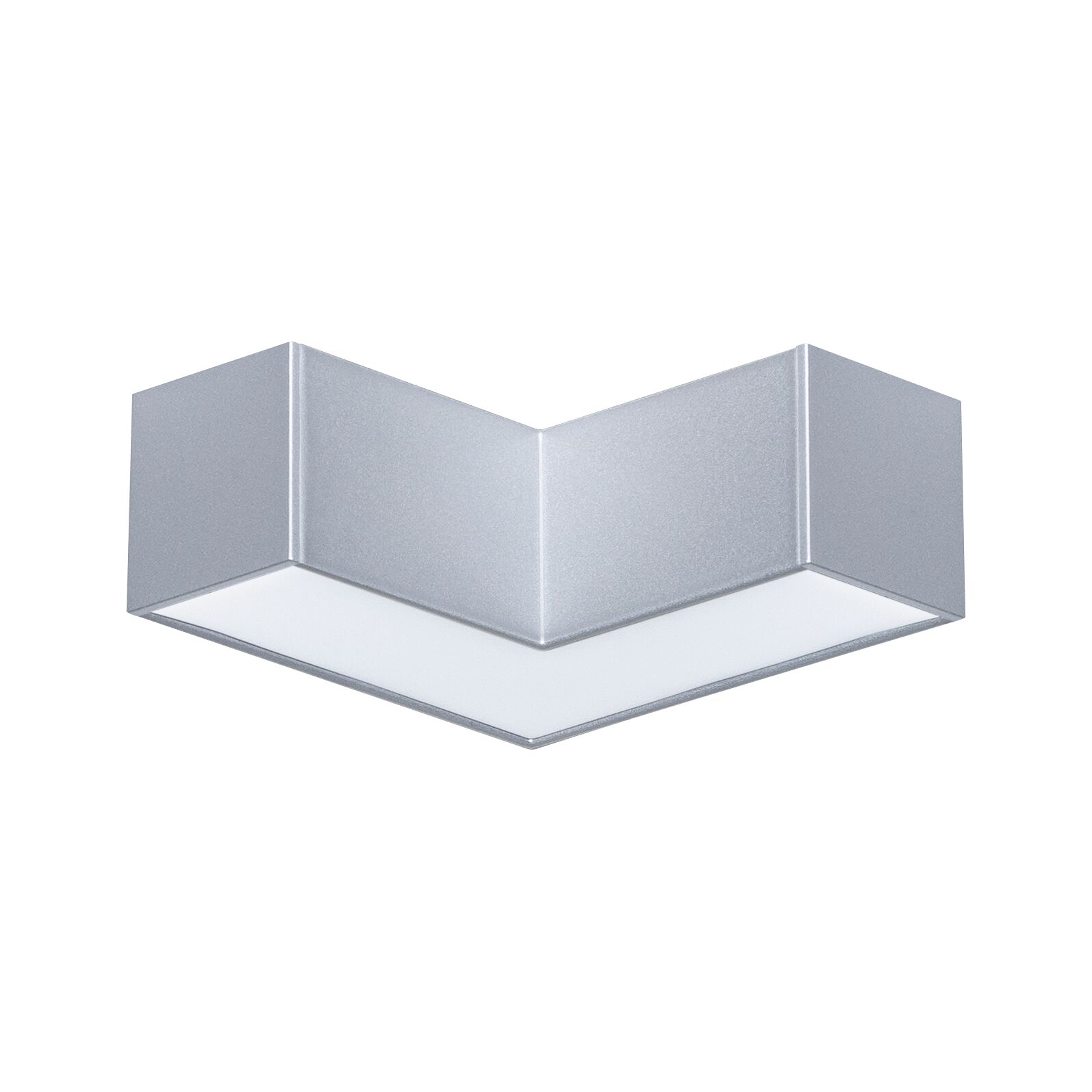 Square LED ceiling light in silver aluminum with white diffuser for modern room lighting