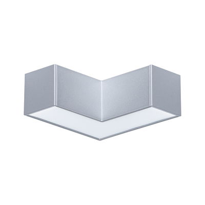 Square LED ceiling light in silver aluminum with white diffuser for modern room lighting