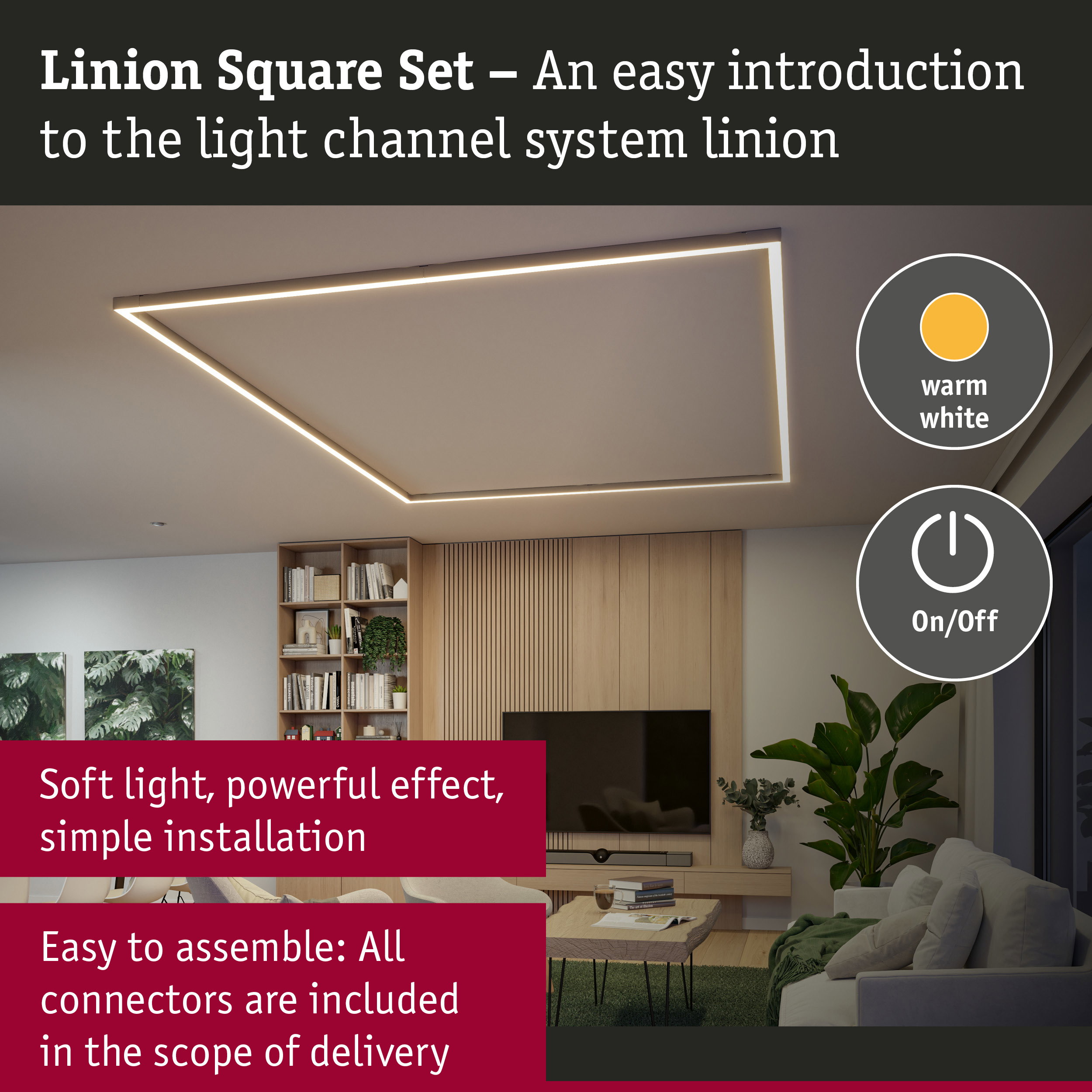 Linion Light Channel Rectangular prism Complete Set 230/24V W 3000K Chrome matt