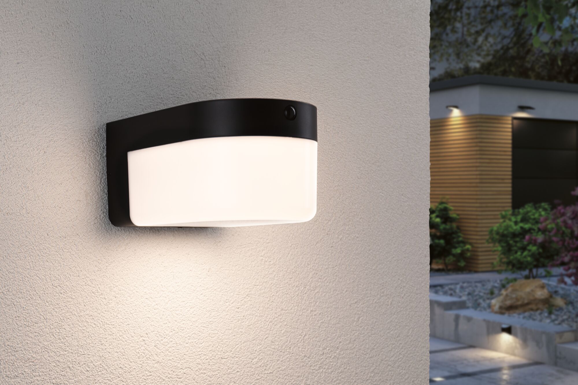Hybrid Applique d'extérieur LED Calyne House 230V + Solaire IP44 carré 145x229mm 3000K 2,3W 230lm 230V Noir