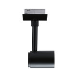 Black metal LED track spotlight with cylindrical design for modern lighting solutions